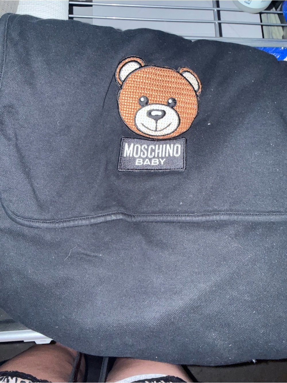 Moschino Black Hoodie with Brown Teddy Patch